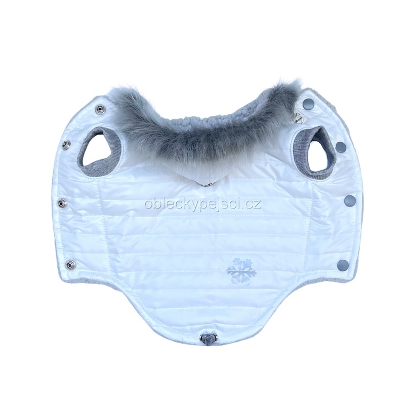 Zimní bunda s kožešinkou Bílá s reflexní vločkou